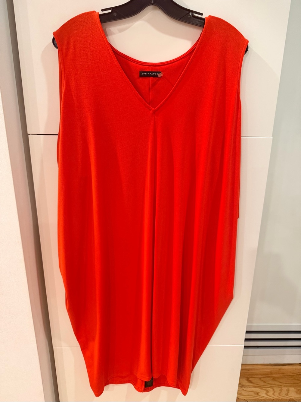 Josie Natori Matte Jersey Red Draped Midi Dress Size L Relaxed Fit